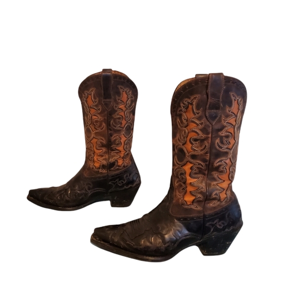 Ariat Shoes - Ariat Black/Brown Beautiful Inlay Cowboy Western Boots Women's Size 9B